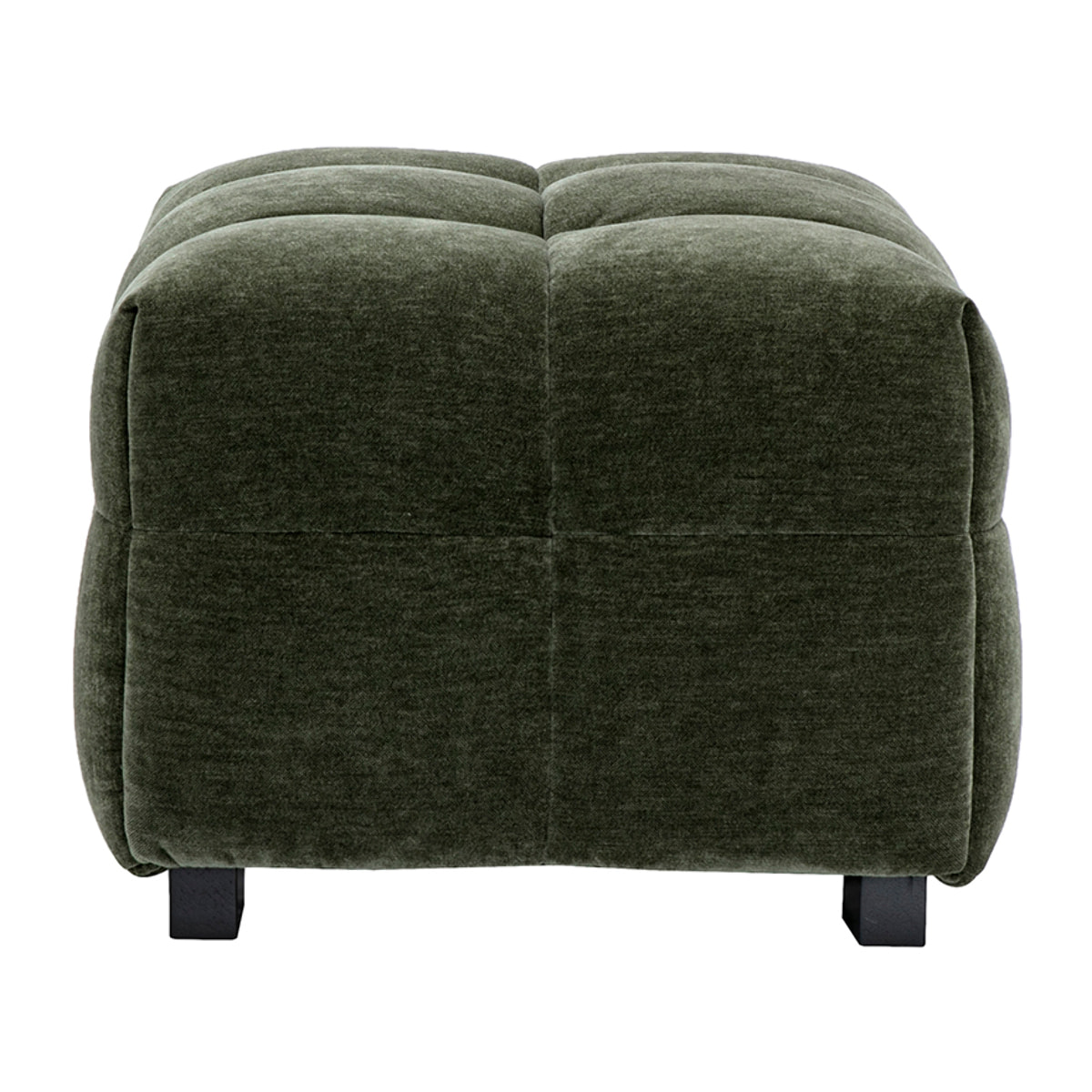 Pouf repose-pieds design en tissu effet velours vert kaki CORTO