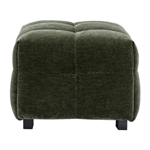 Pouf repose-pieds design en tissu effet velours vert kaki CORTO