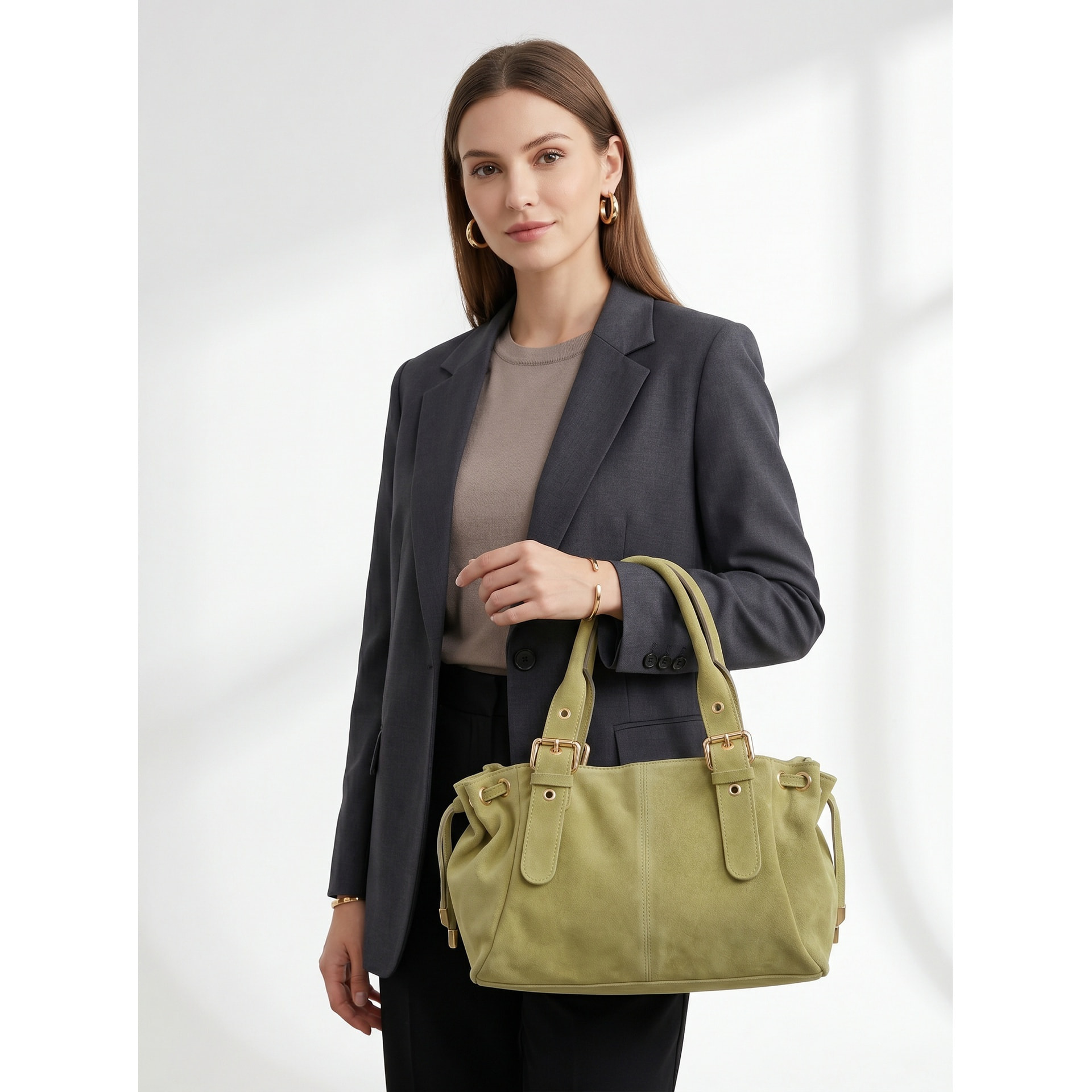 Borsa a mano da donna Made in Italy - Modello Lumena Lux - 100% pelle - 20.0 x 21.0 x 33.0 cm