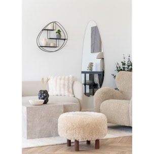 Pouf Inverness Faux Fur Marrone Chiaro — Ø50×36 cm, HN1260