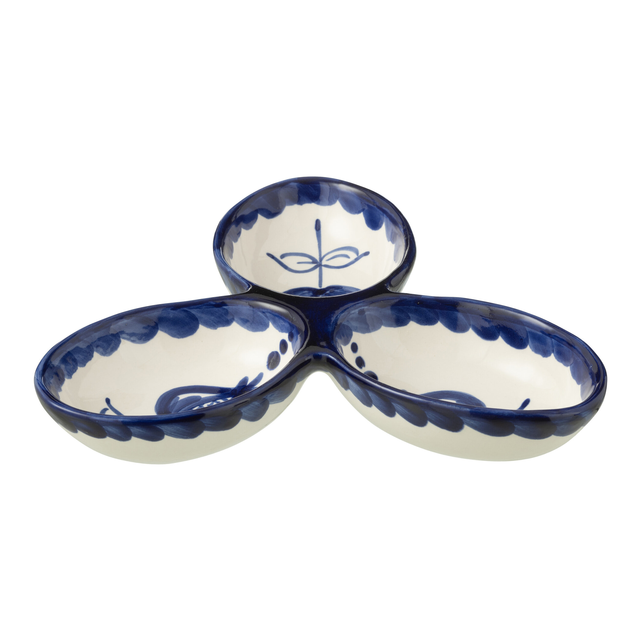 J-Line plat à tapas Granada Clover - céramique - blanc/bleu