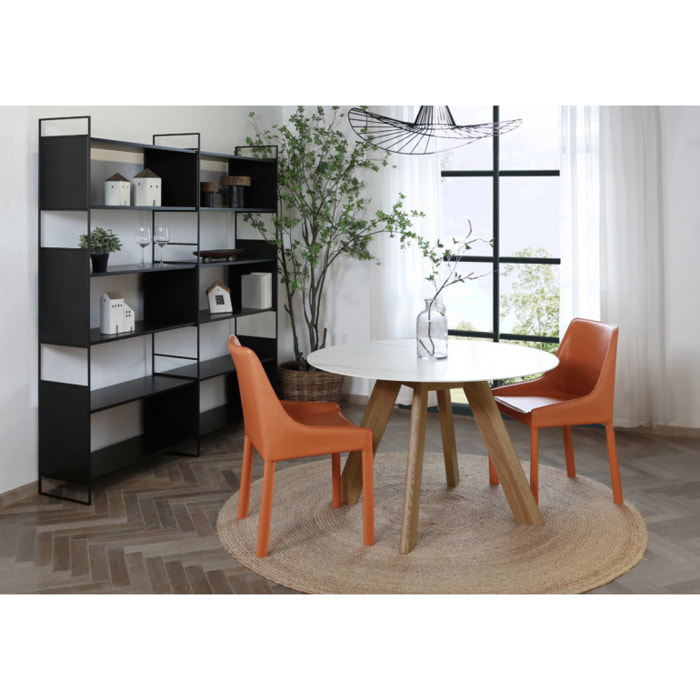 Bibliothèque 8 étagères L.180 cm en métal et décor bois noir - DESTINY
