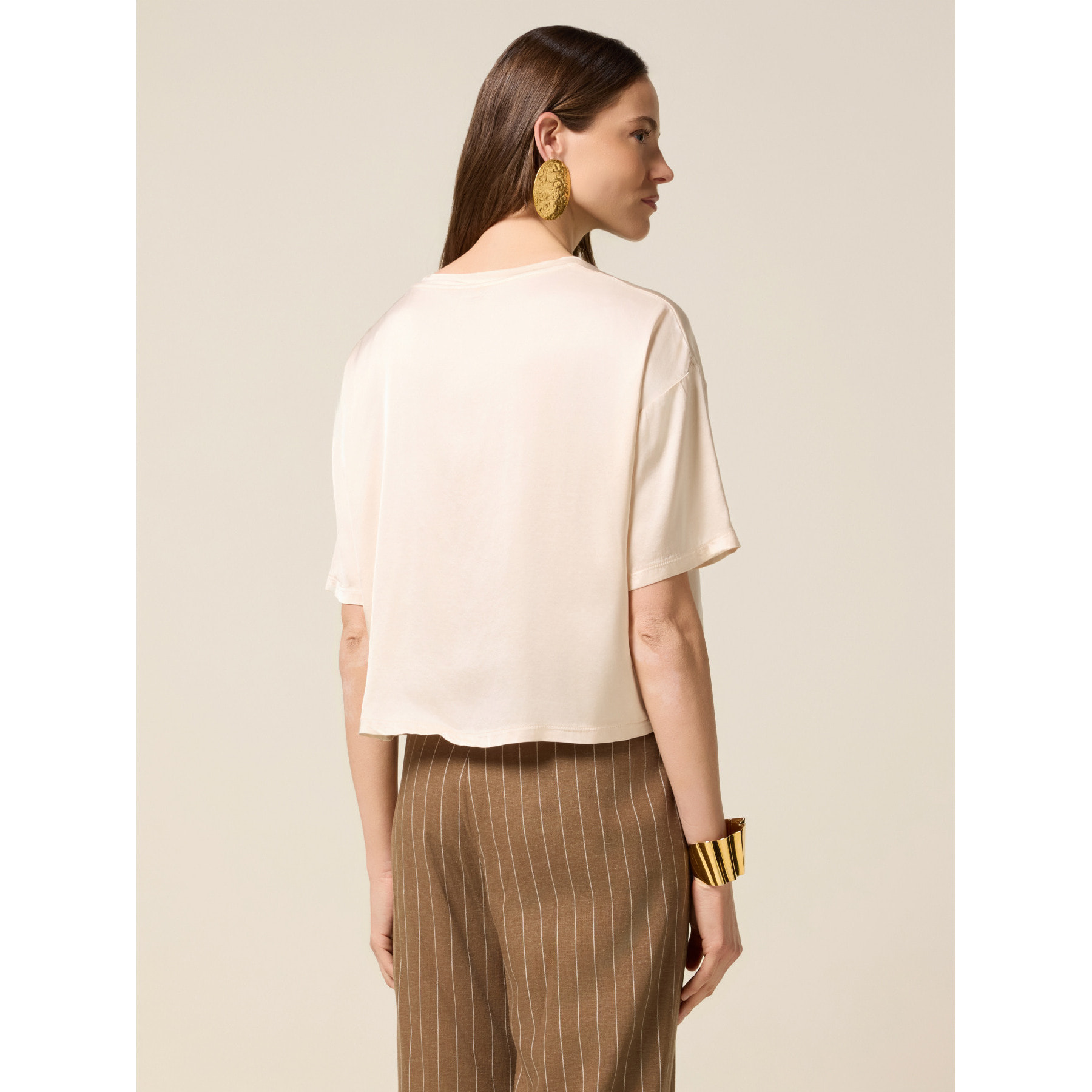 Oltre - Blusa de satén con bolsillo - Blanco