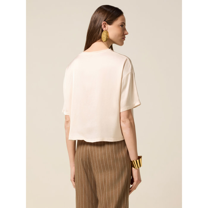 Oltre - Blusa de satén con bolsillo - Blanco