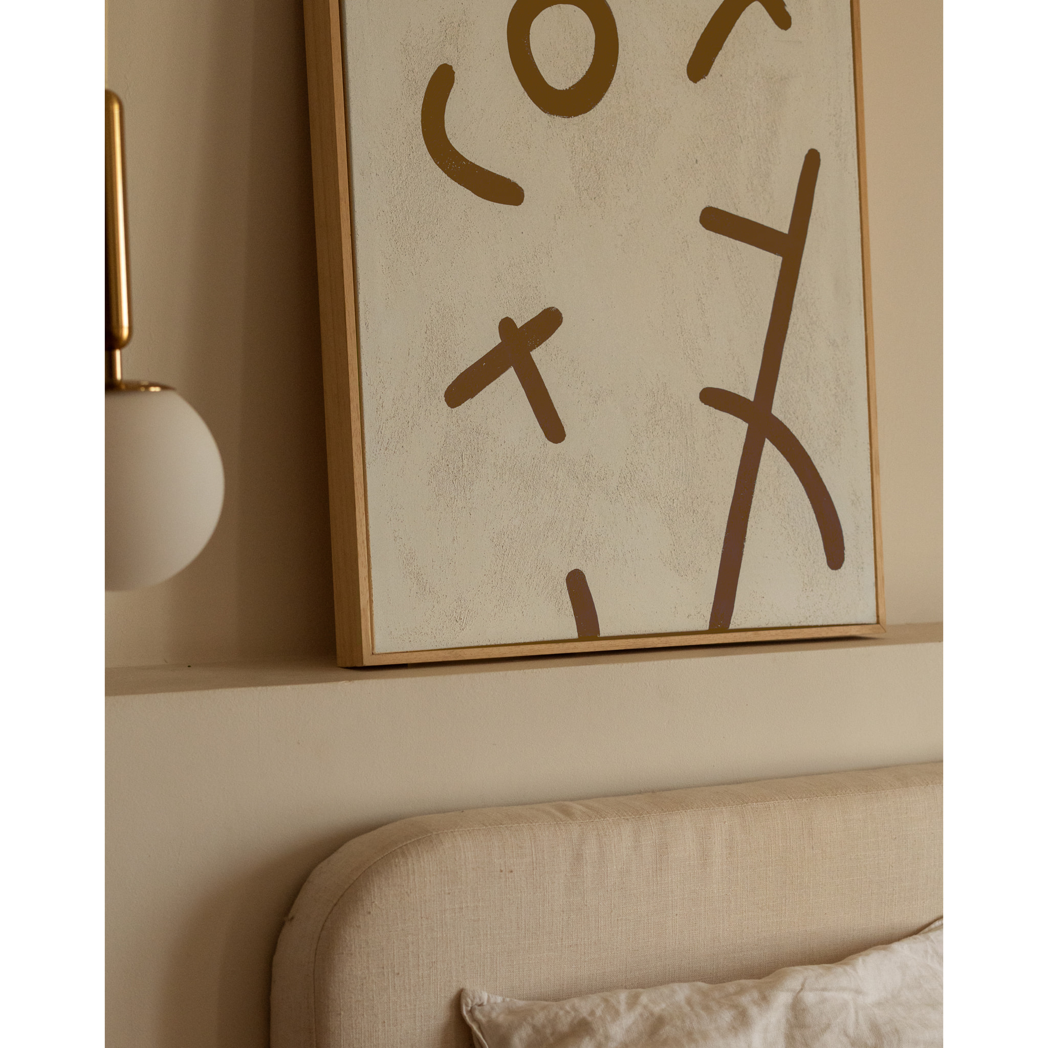 Cuadro beige y marrón decorativo sobre algodón con bastidor de madera pintado artesanalmente con pintura óleo en varias medidas