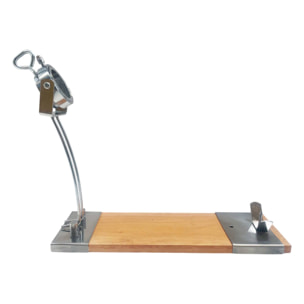 jamonero iberia luxe con cabezal giratorio, base de madera y acabados en acero inoxidable