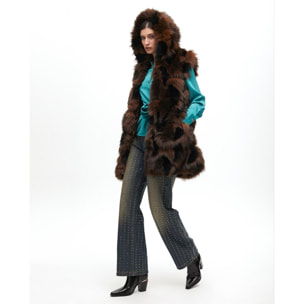 Gilet a pelo lungo con interno stampato