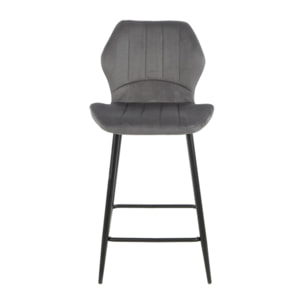 Chaise haute en velours capitonné avec dossier - 3 coloris - VICTOR