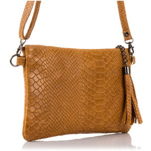 Deanna Bolso de mano Mujer.Piel auténtica Gamuza Grabado Serpiente