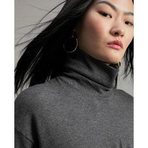 abito midi in maglia grossa con bottoni e spalline