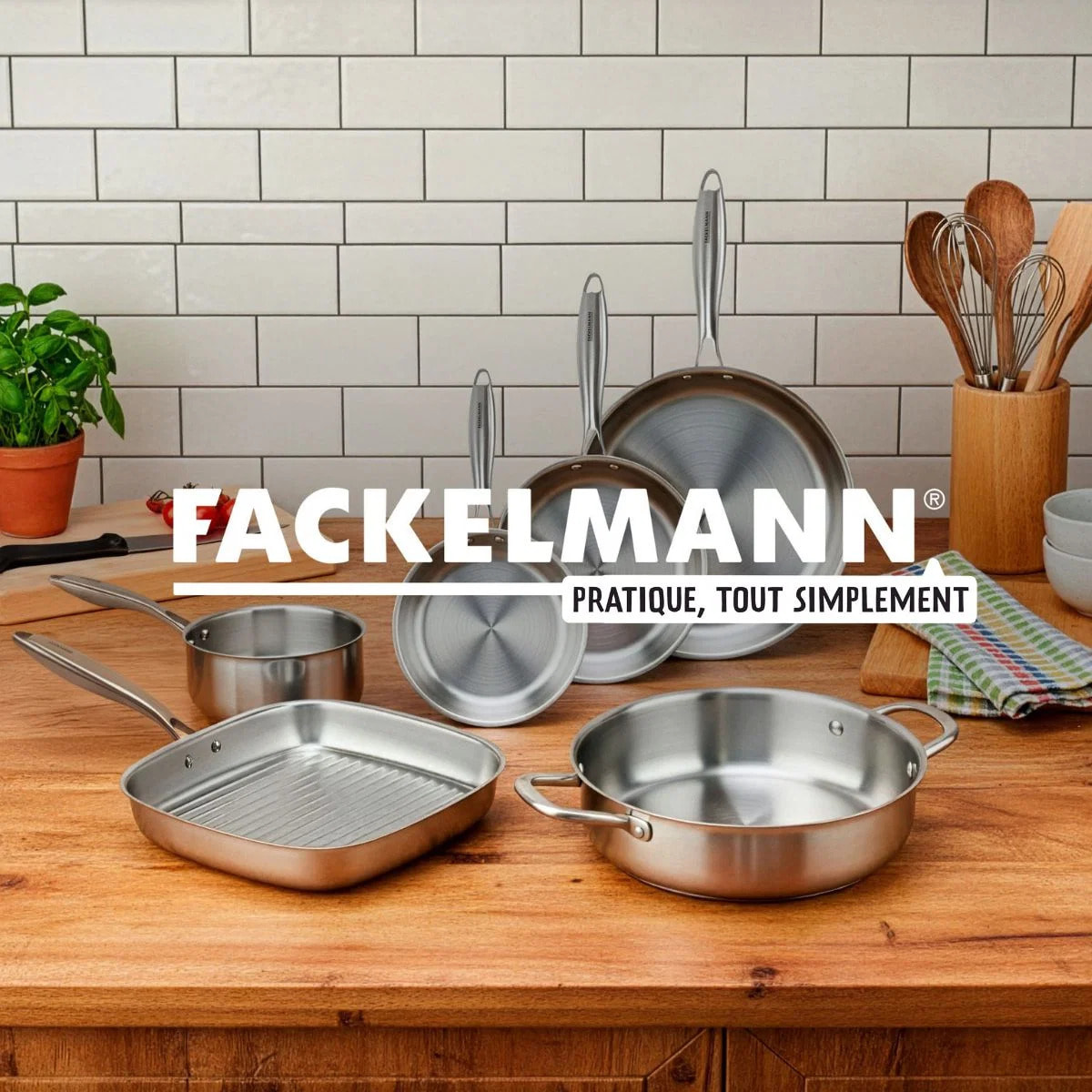 3 poêles à Frire, Casseroles inox 18/10 Triply Fackelmann Vita3