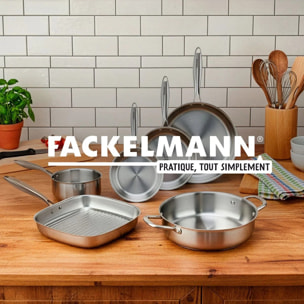 3 poêles à Frire, Casseroles inox 18/10 Triply Fackelmann Vita3