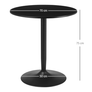 Mesa de Comedor Mesa Redonda Mesa de Cocina Moderna para 2 Personas con Base de Acero y Almohadillas Antideslizantes para Salón Ø70x75 cm Negro