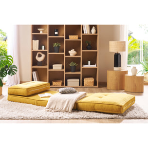 Chauffeuse 1 place convertible en tissu effet velours jaune moutarde SALLY