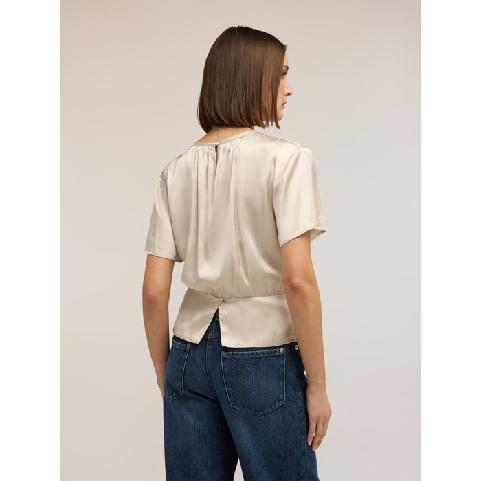 Motivi - Blusa in raso con fascia - Bianco