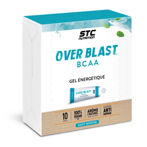 Over Blast BCAA - Gel énergie efforts intenses - longues distances - Augmente la résistance musculaire - Sans Gluten - 60 kcal par dosette.