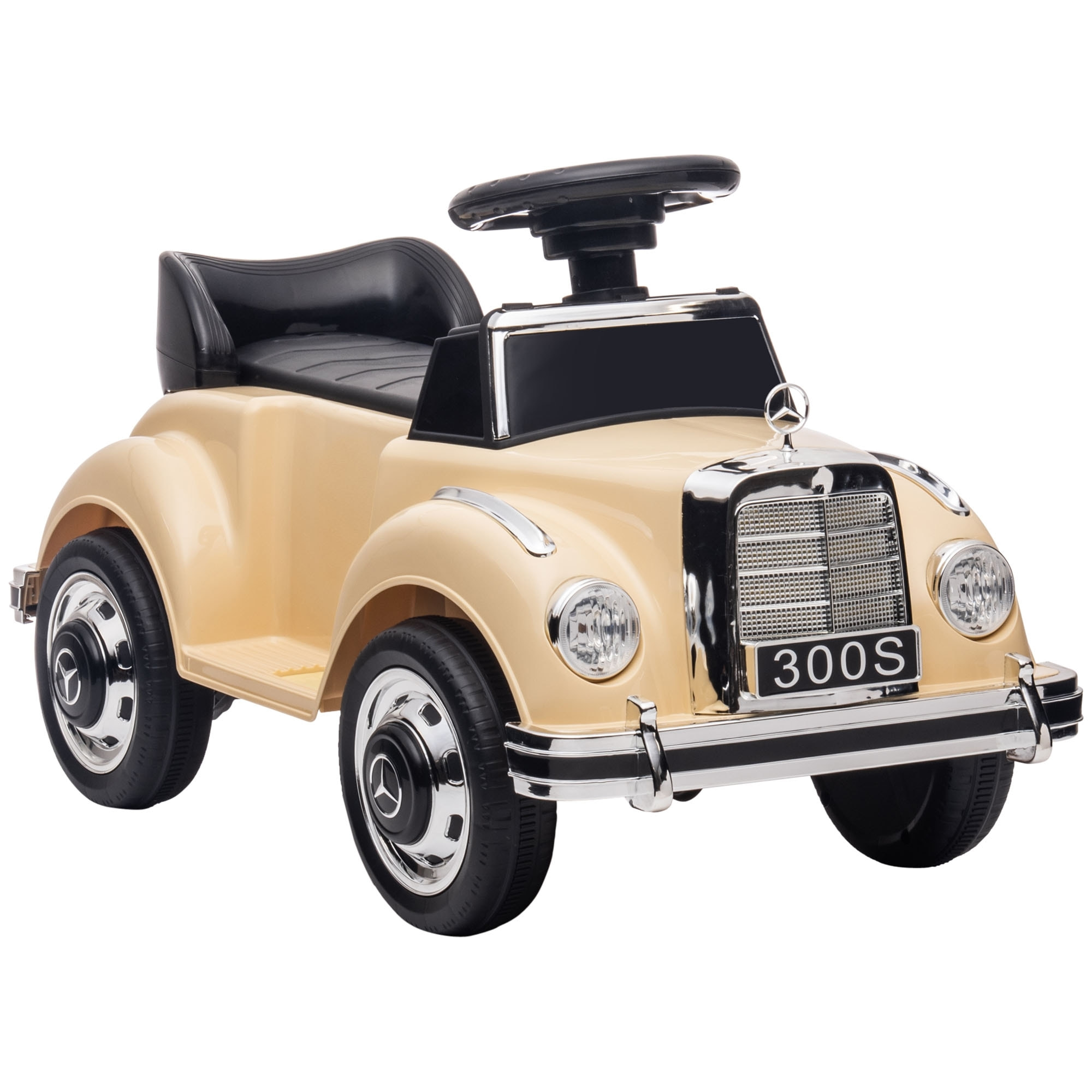 Porteur enfant voiture licence Mercedes-Benz 300S coffre butée arrière anti-basculement beige