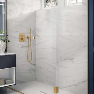 Support mural pour douchette avec raccordement Universal Showers rond or brossé