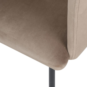 Fauteuil beige en velours et pieds en métal noir - Glam