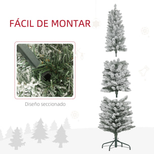 Árbol de Navidad 180 cm Árbol de Navidad Artificial Nevado con 150 Luces LED 329 Ramas y Soporte de Metal Árbol de Navideño para Salón Verde y Blanco