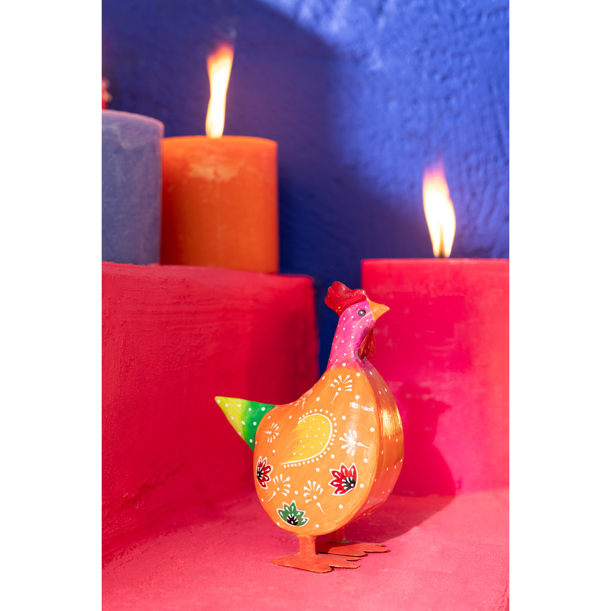 J-Line décoration Coq - acier - mix - small - 3 pièces