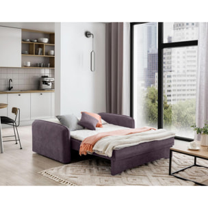 Michelle - canapé droit 3 places convertible avec coffre en velours - Violet