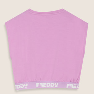 Top senza maniche con elastico jacquard logato