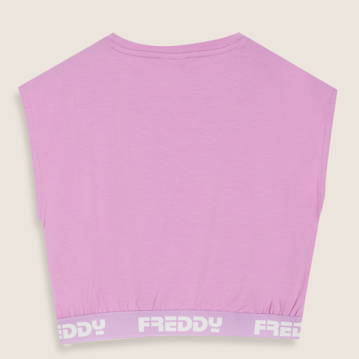 Top senza maniche con elastico jacquard logato