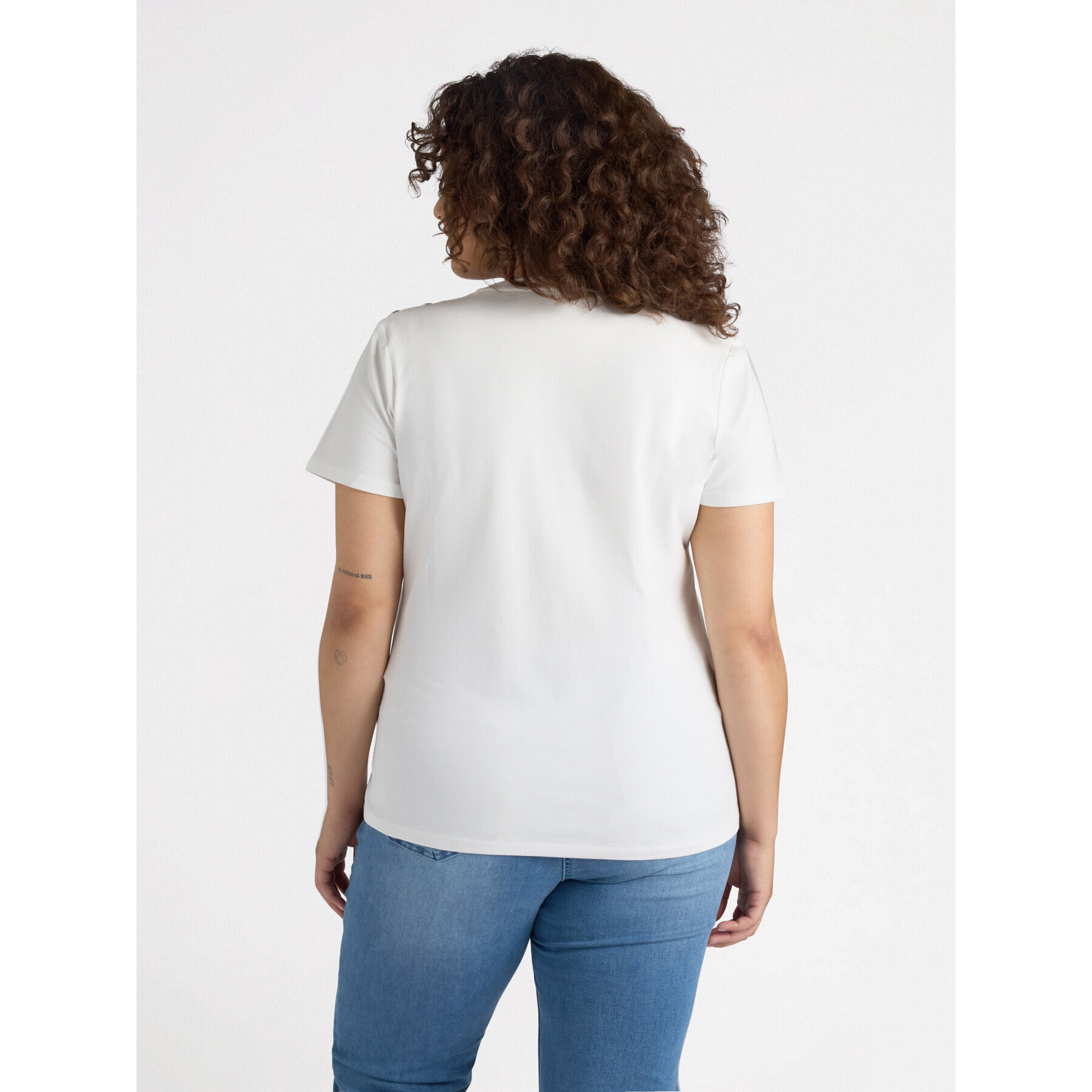 Fiorella Rubino - Camiseta con estampado y cristales - Blanco