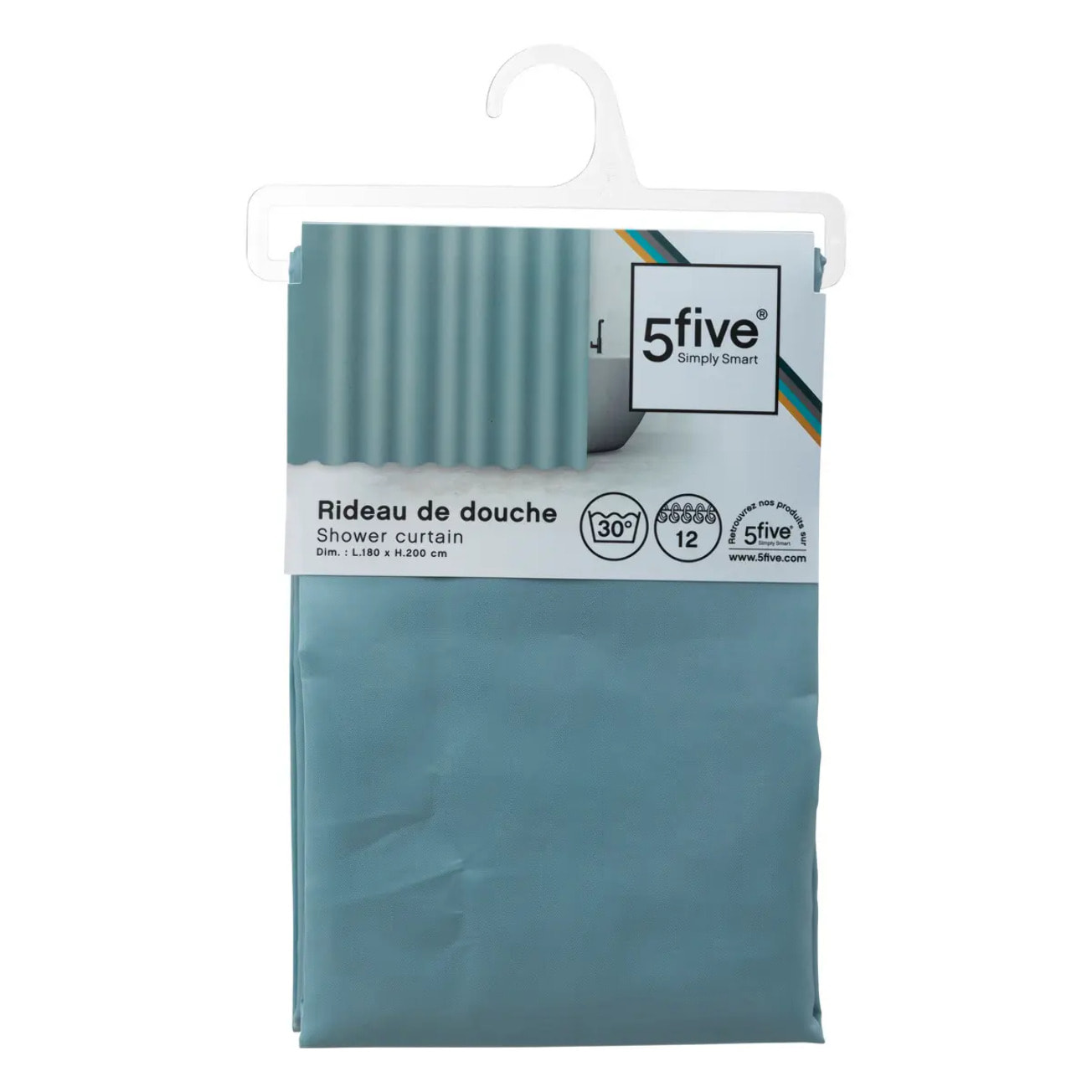 Rideau de douche 180x200cm Bleu artic Colorama
