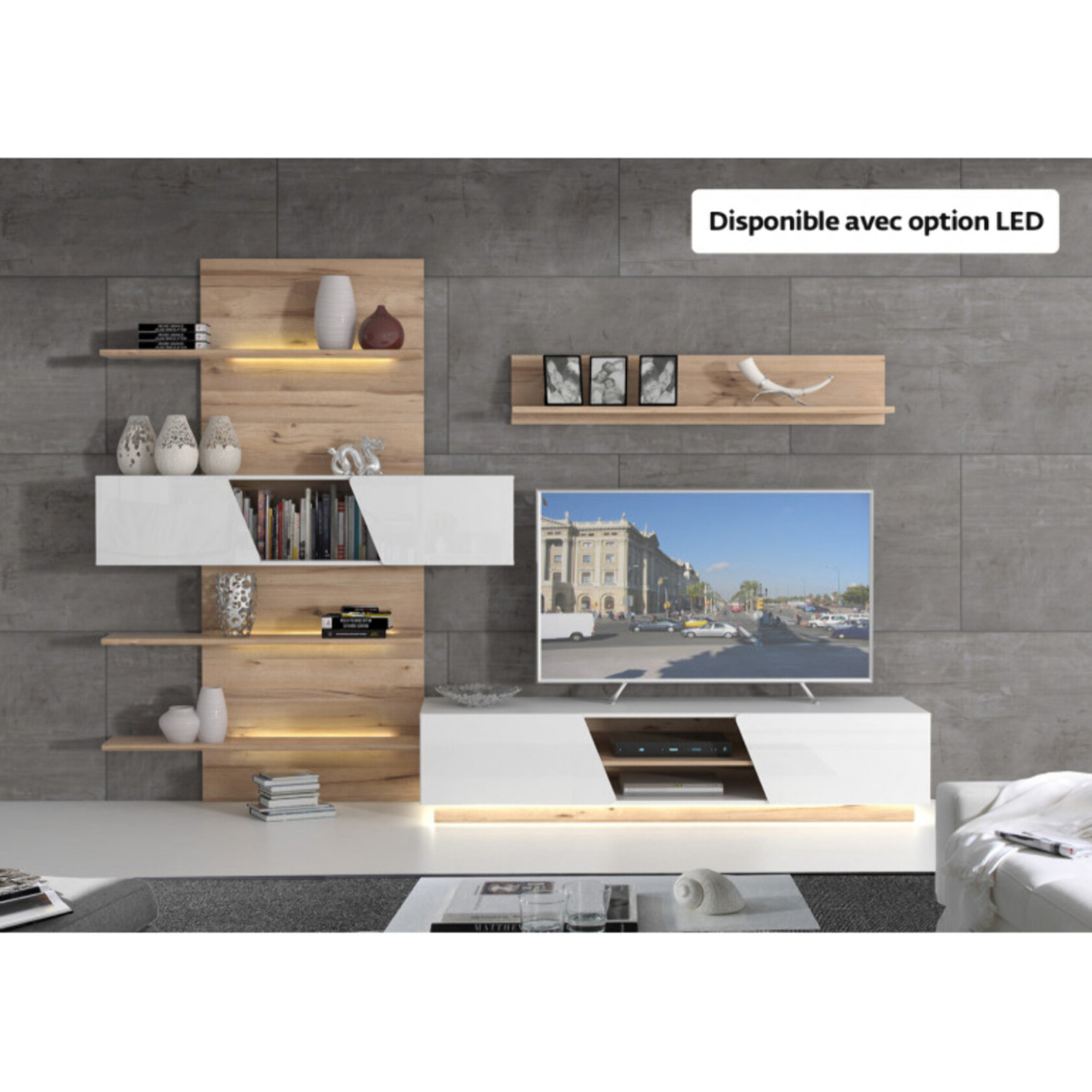 Ensemble meuble TV paroi - LUCIE