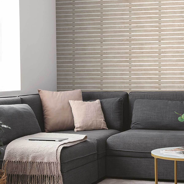 Papier peint bois clair à lattes horizontales