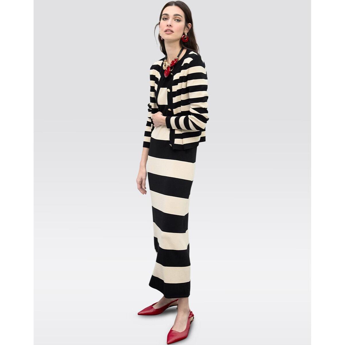 Abito in maglia a righe bicolore