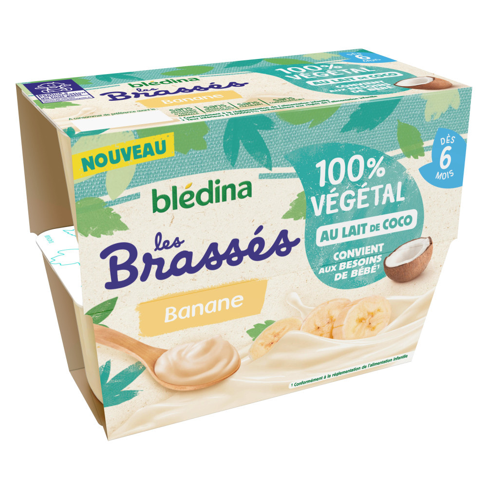 6x4 Brassés 100% Végétal Lait de Coco Banane - Bledina - Dès 6 mois