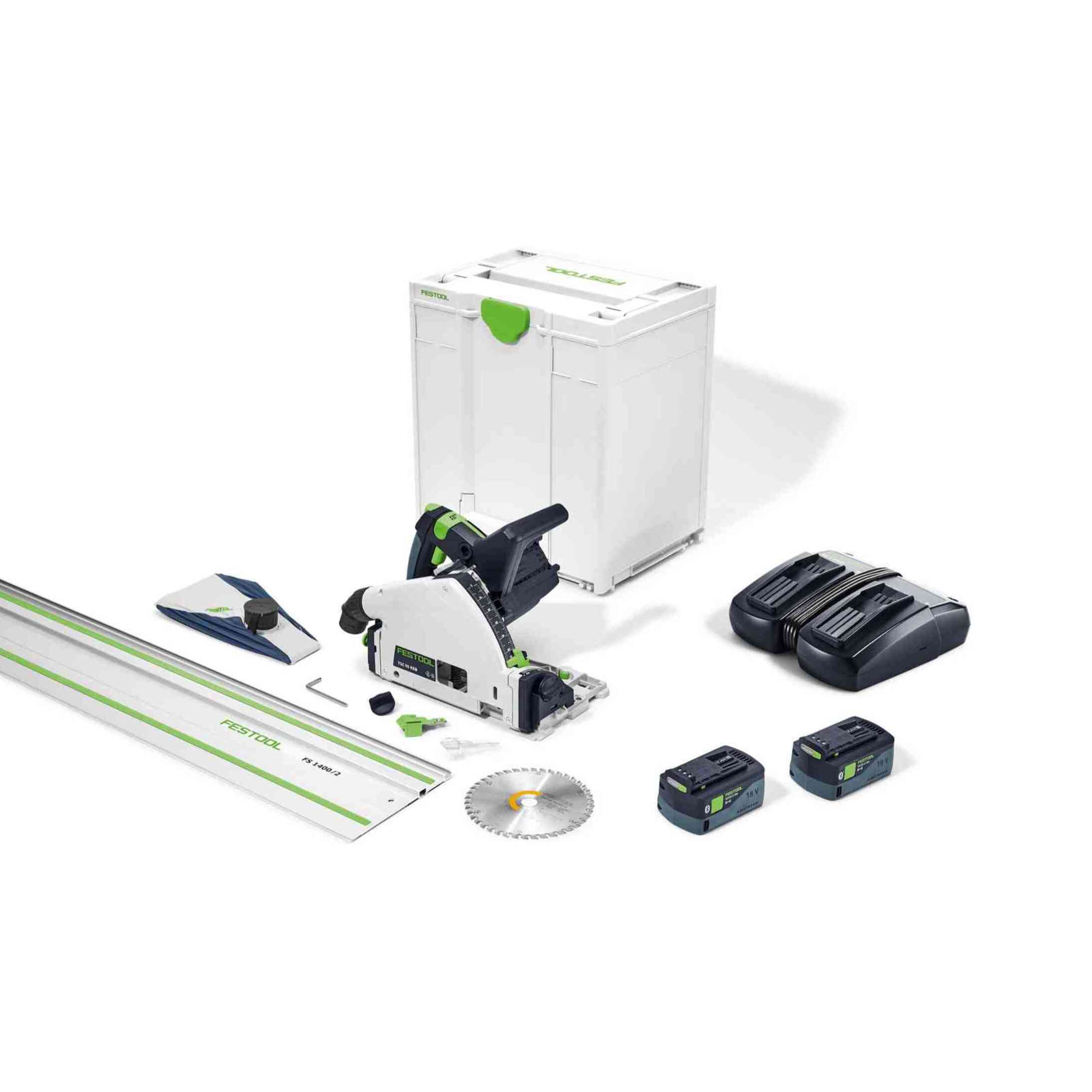 Scie plongeante sans fil TSC 55 5,0 KEBI-Plus/XL-FS - FESTOOL - avec 2 batteries 18V 5.0Ah - chargeur double - systainer - 577391