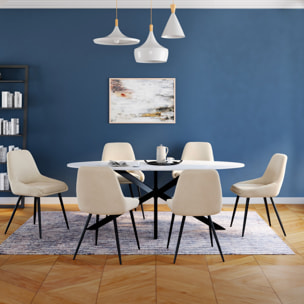 Chaises Olivia en velours et pieds métal - Crème