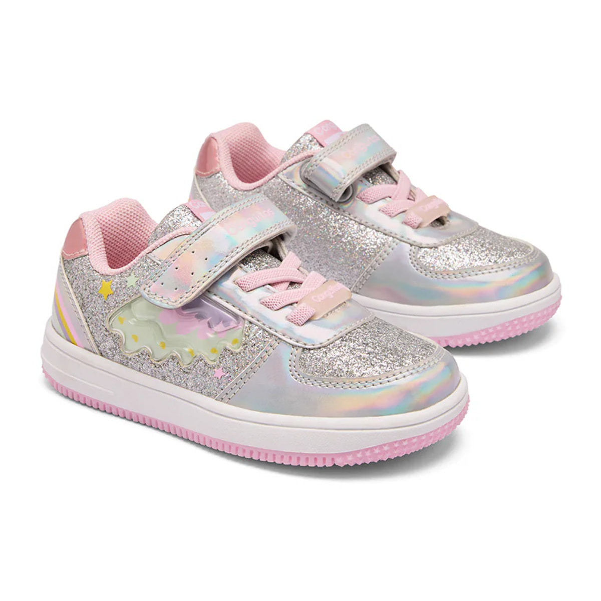 Zapatillas de Niña Brillantes con Glitter en Plata
