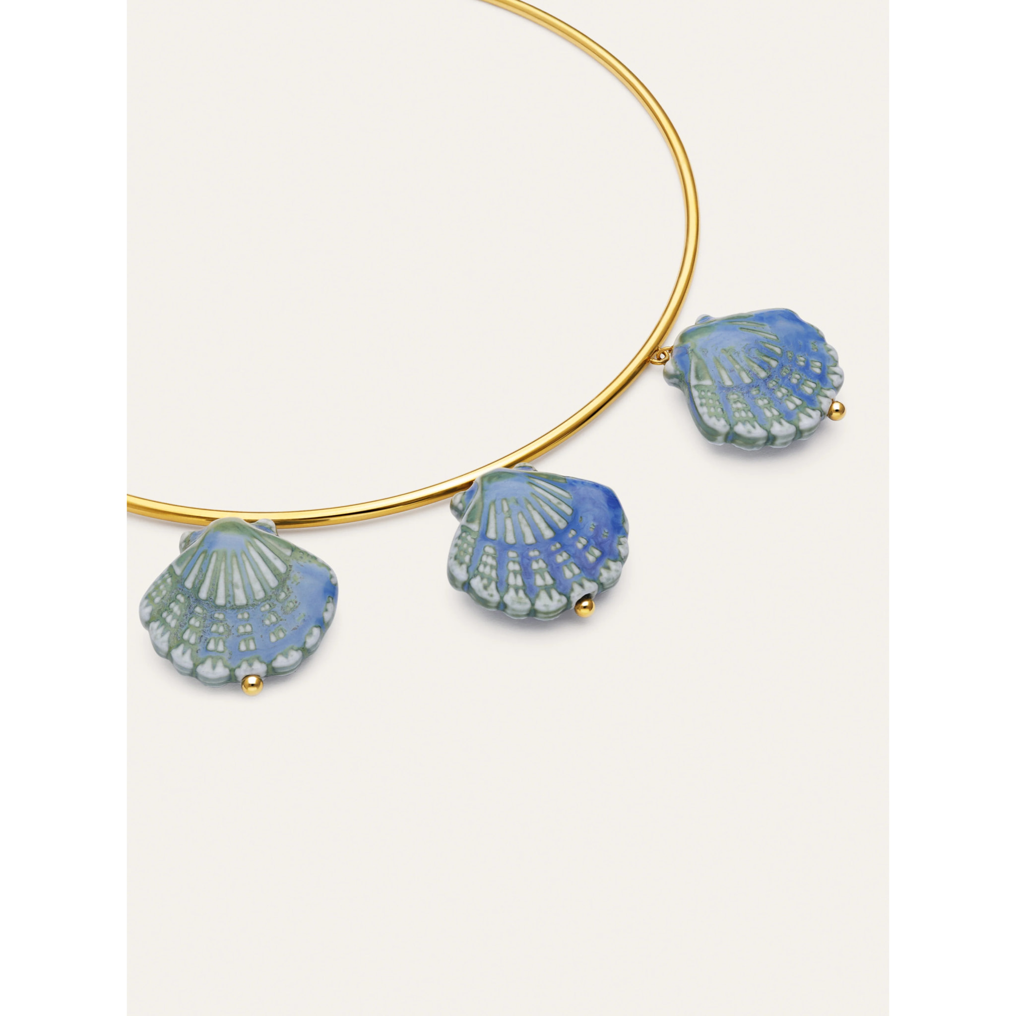 Choker Shelly Blue Acero Baño Oro