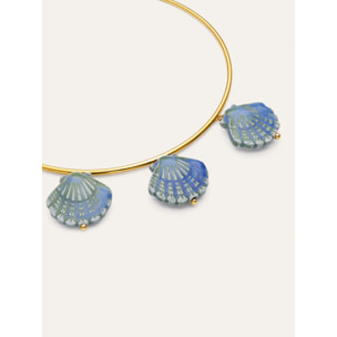 Choker Shelly Blue Acero Baño Oro