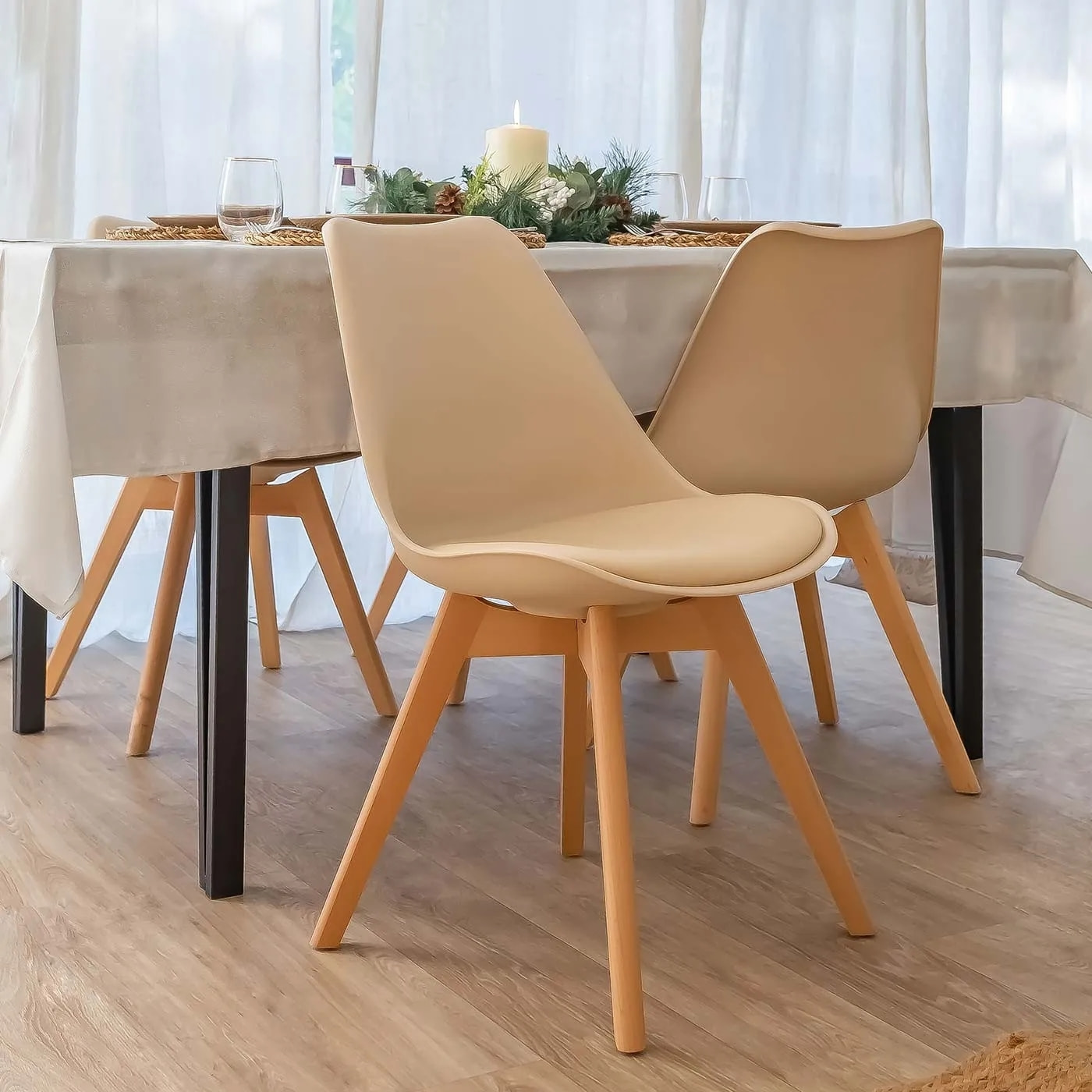 Silla larié madera beige