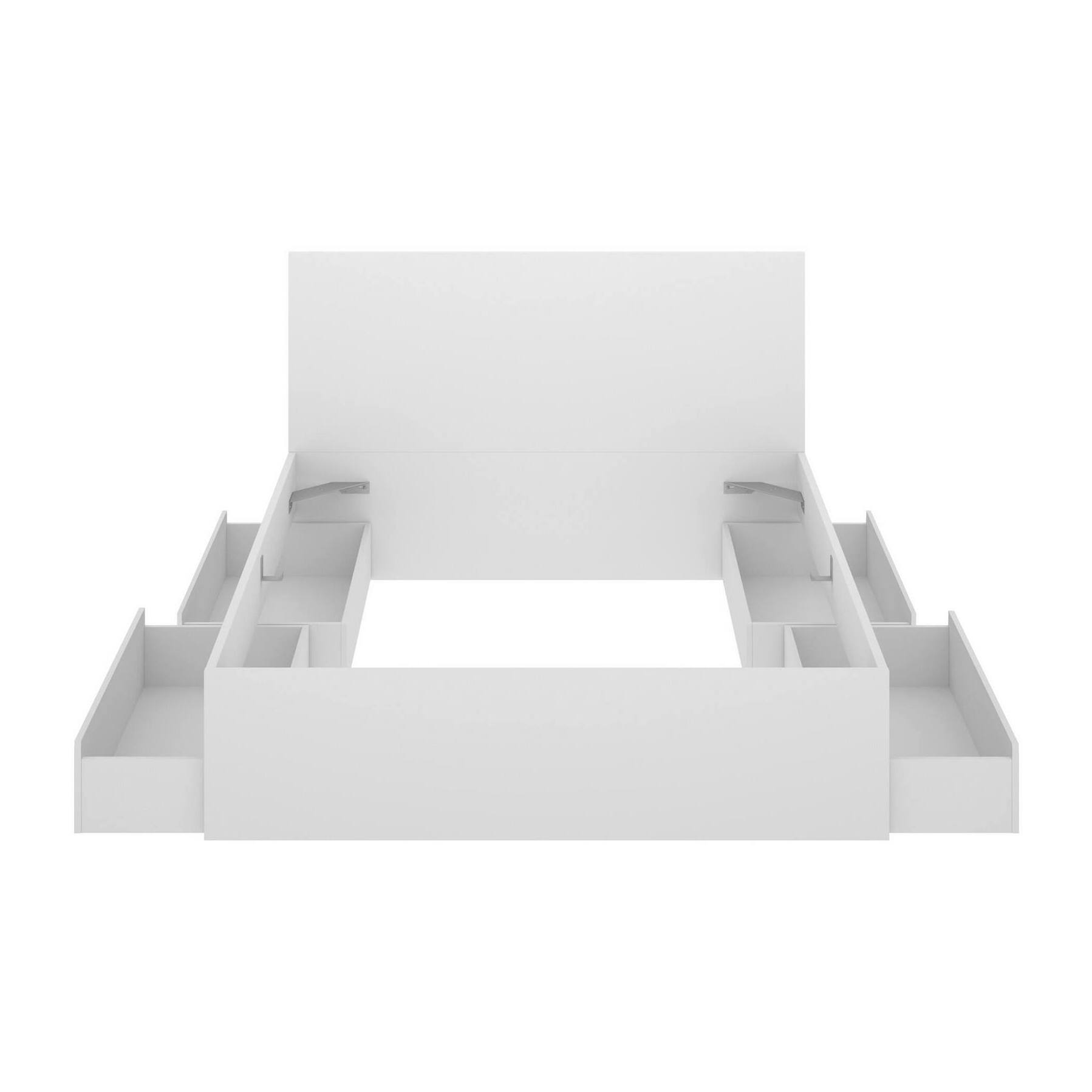 Letto alla francese Iona, Sommier per camera da letto, Giroletto per stanza, Struttura porta materasso, 249x195 h100 cm, Bianco