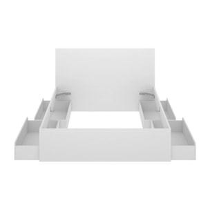 Letto alla francese Iona, Sommier per camera da letto, Giroletto per stanza, Struttura porta materasso, 249x195 h100 cm, Bianco