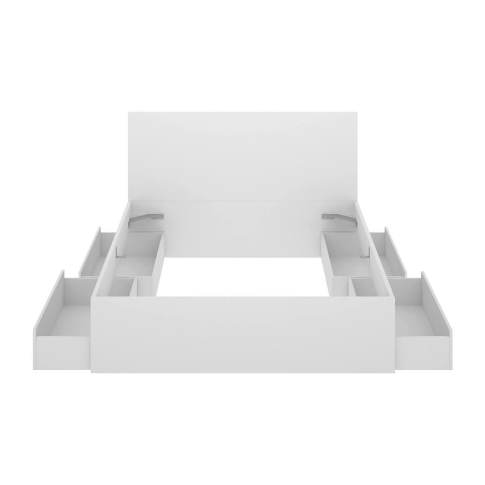 Letto alla francese Iona, Sommier per camera da letto, Giroletto per stanza, Struttura porta materasso, 249x195 h100 cm, Bianco