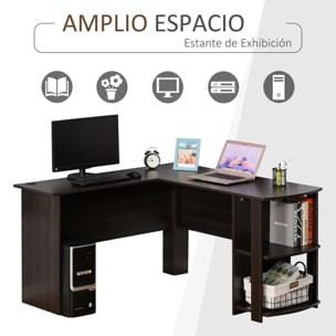 Mesa de PC Esquinera Forma L de Madera 136x130x72cm Negro