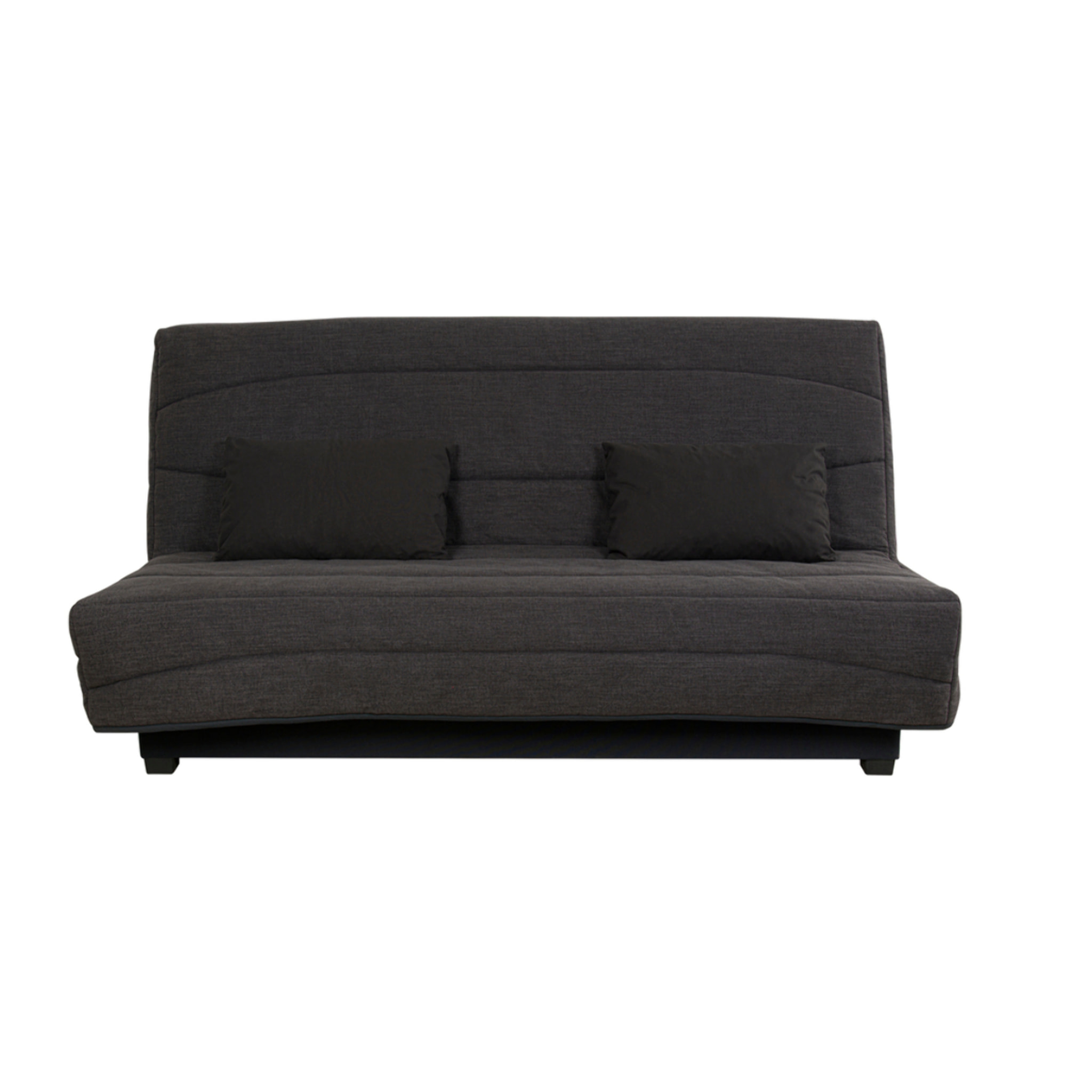Canapé convertible Noe, matelas Simmons, 130 x 190 cm, 2 coussins offerts, charbon