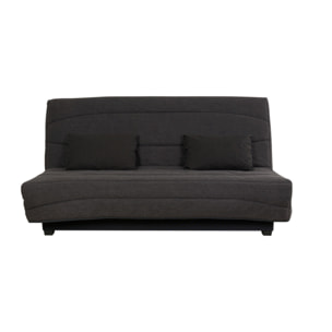 Canapé convertible Noe, matelas Simmons, 130 x 190 cm, 2 coussins offerts, charbon