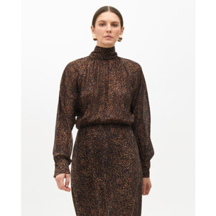 Vestito a collo alto animalier