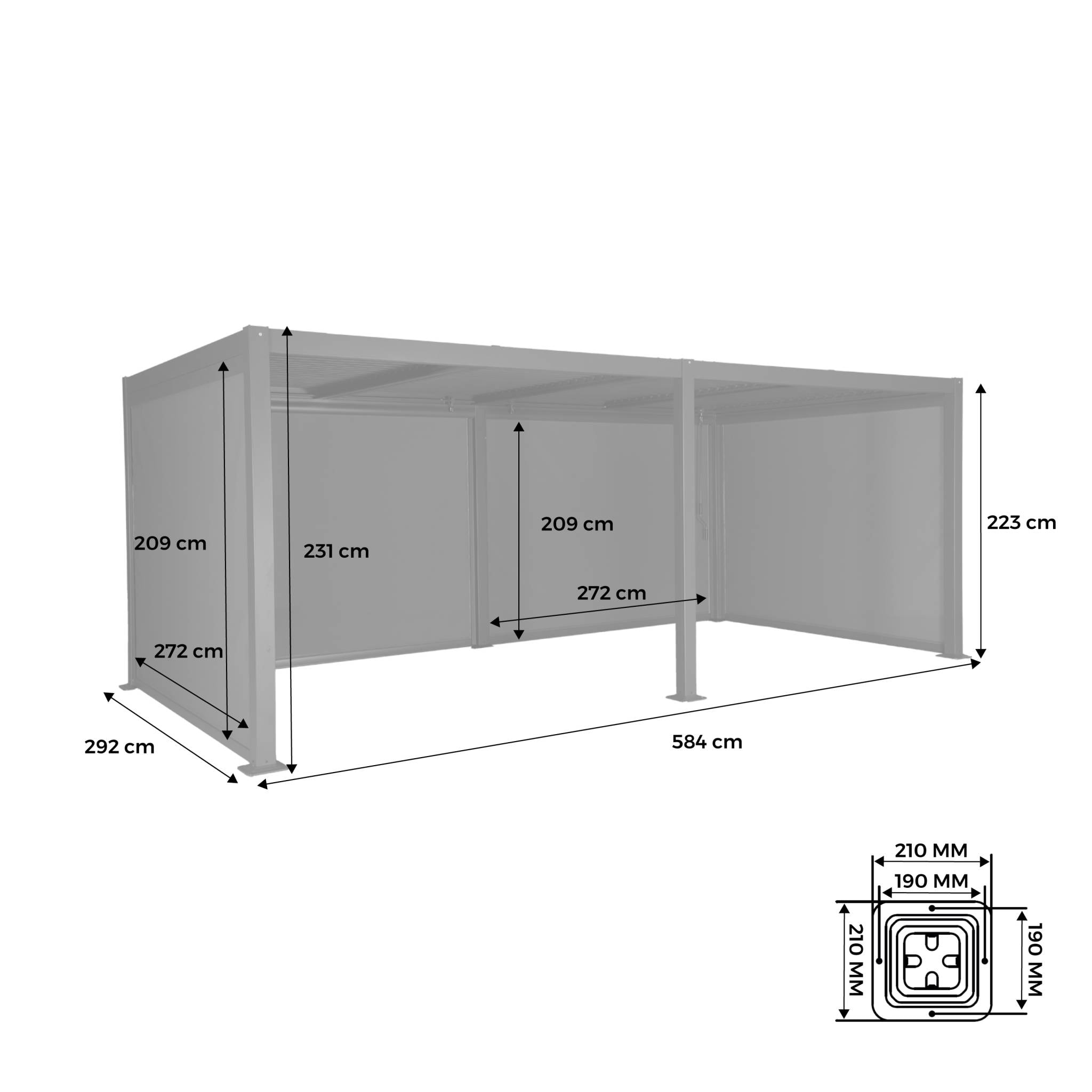 Pergola bioclimatique aluminium et acier 3x6m lames orientables + 4 stores 3m PALACE anthracite