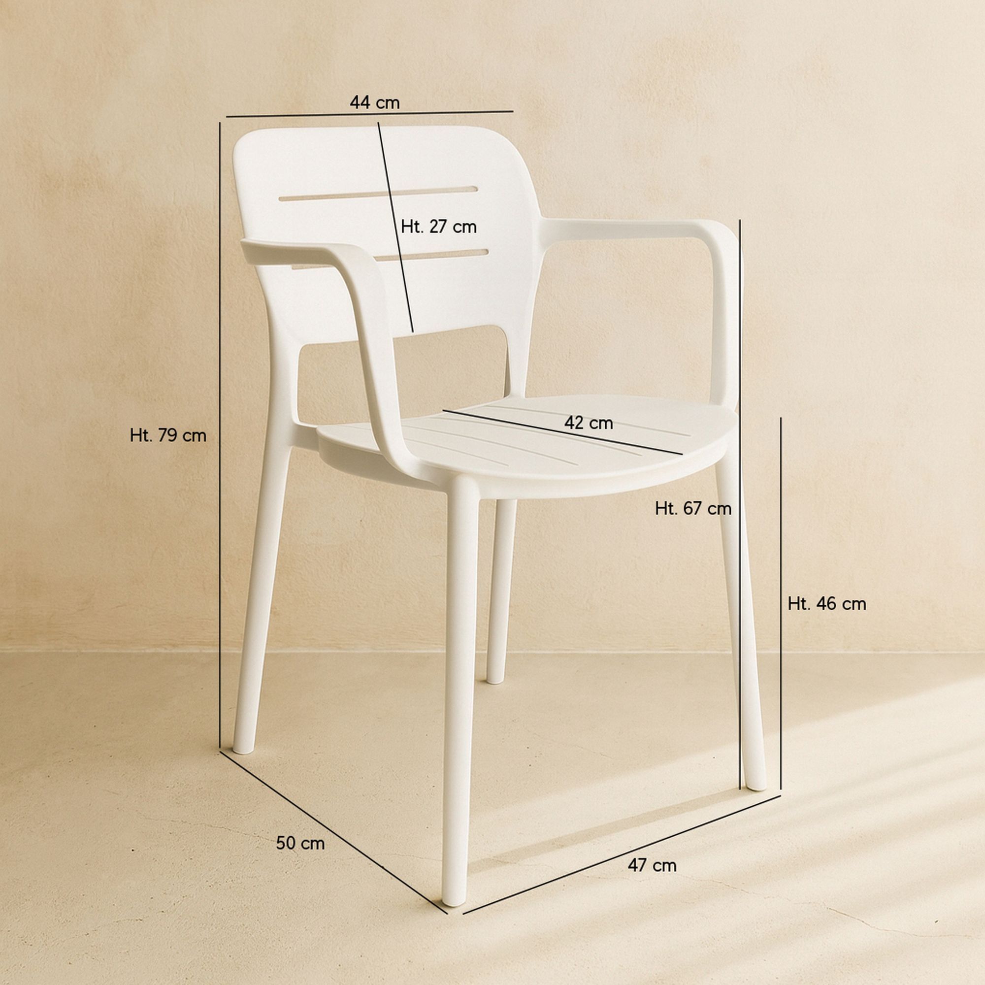 Lot de 4 fauteuils de table blanc en polypropylène SUNSET