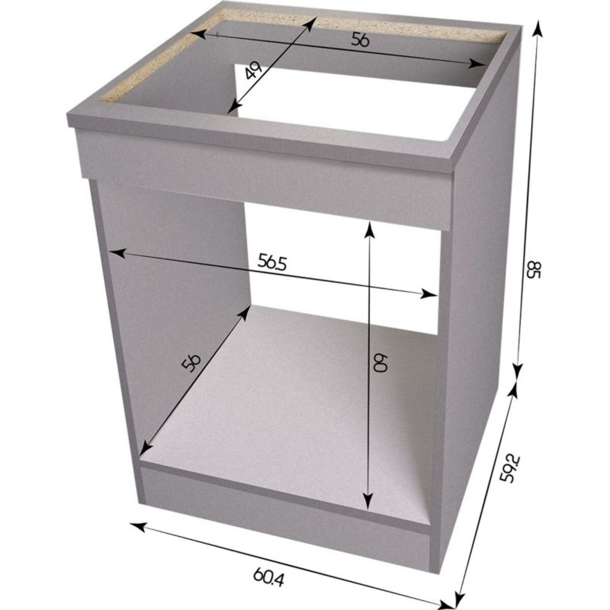 Meuble BRANDY BEST 60CM POUR ENCASTREMENT silver